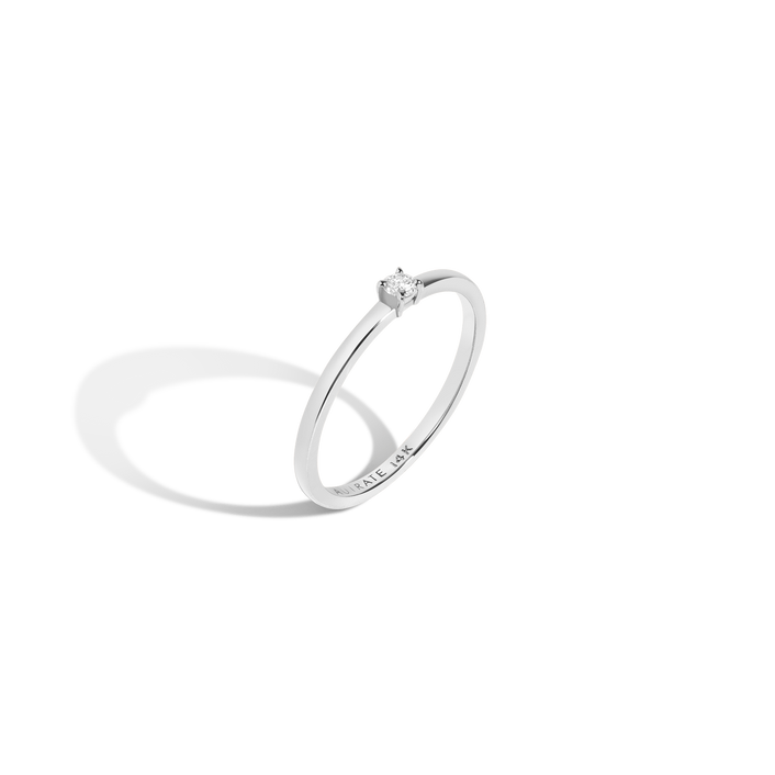 Round Diamond Ring 14K White Gold 18K White Gold White Diamonds First