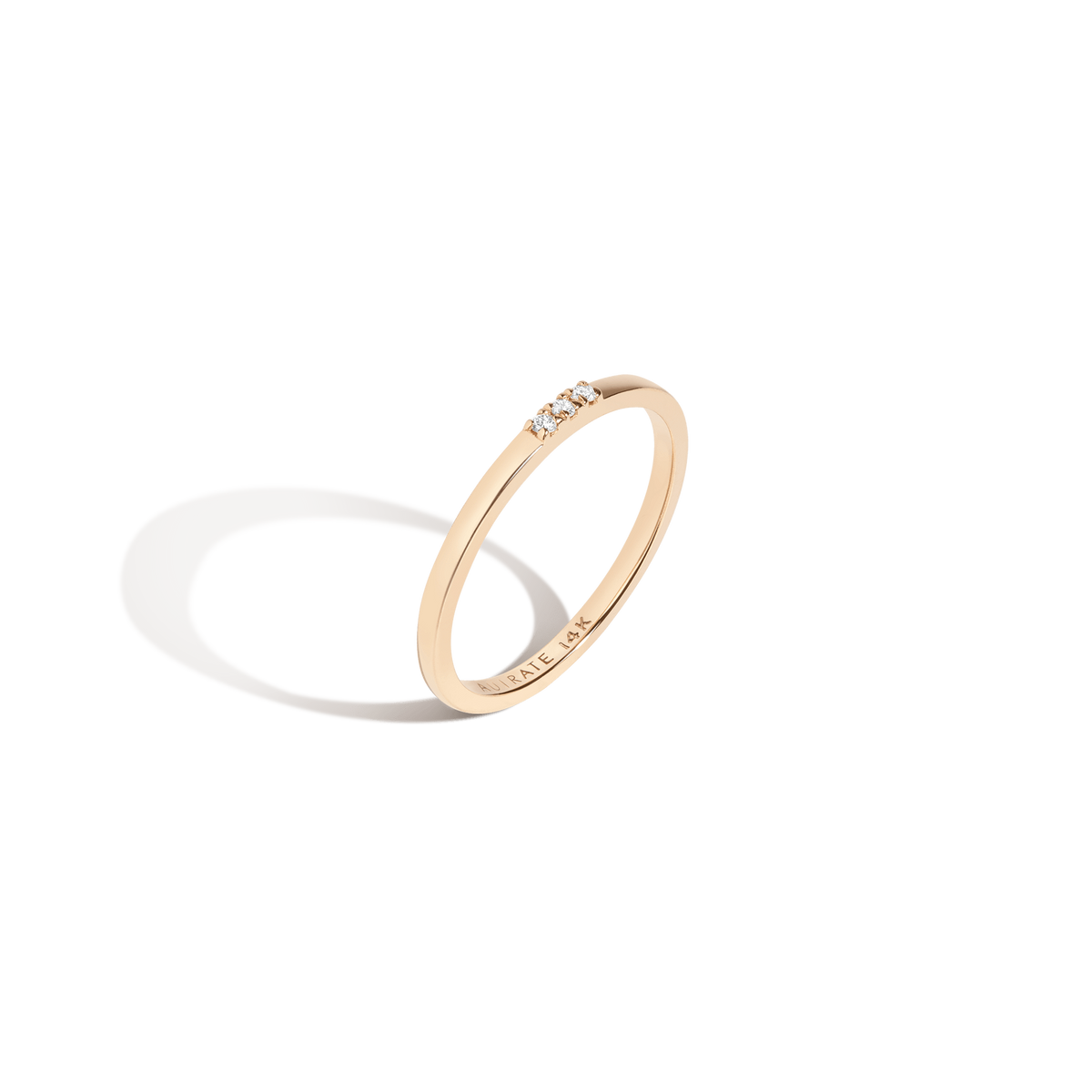 3 Stones Diamond Ring 14K Yellow Gold 18K Yellow Gold Front First