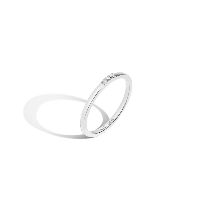 Tridiamond Ring Sterling Silver 14K White Gold 18K White Gold Front First