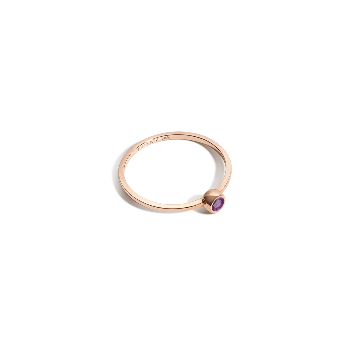 Birthstone Ring Rose Gold 14K 18K Amethyst - Feb