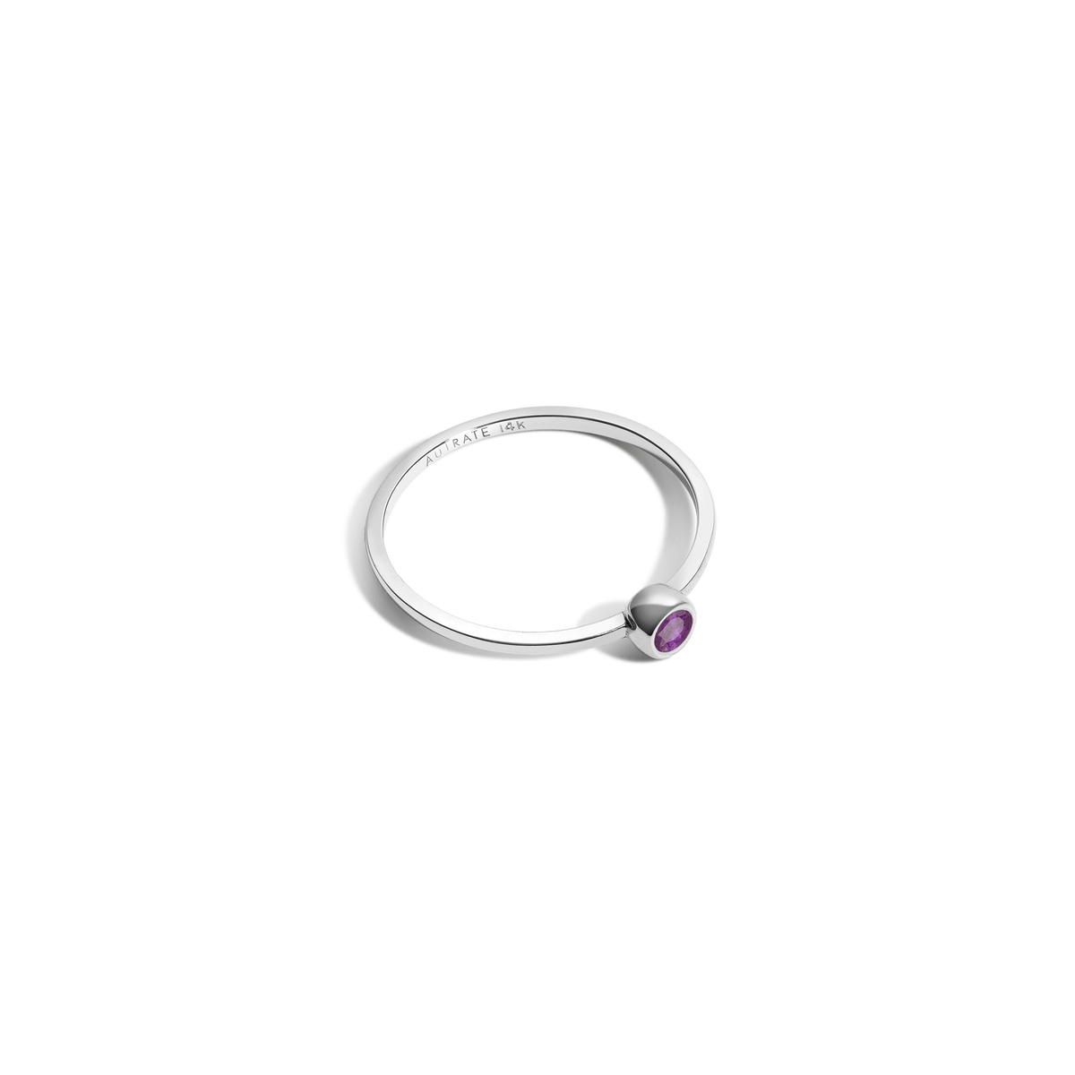 Birthstone Ring White Gold 14K 18K Amethyst - Feb