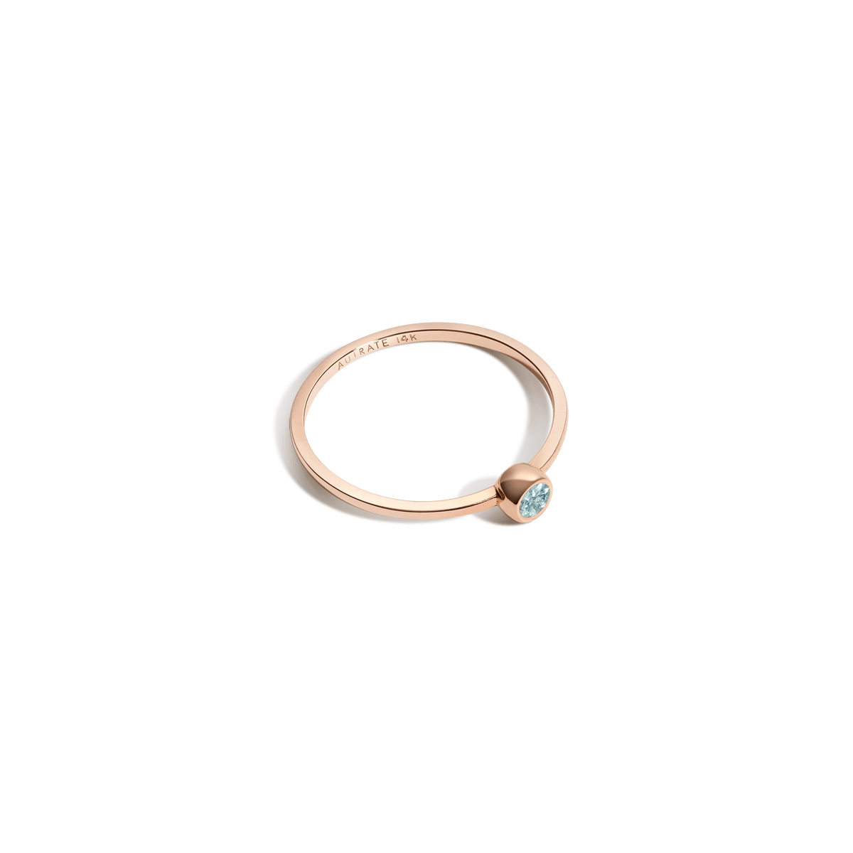Birthstone Ring Rose Gold 14K 18K Aquamarine - Mar