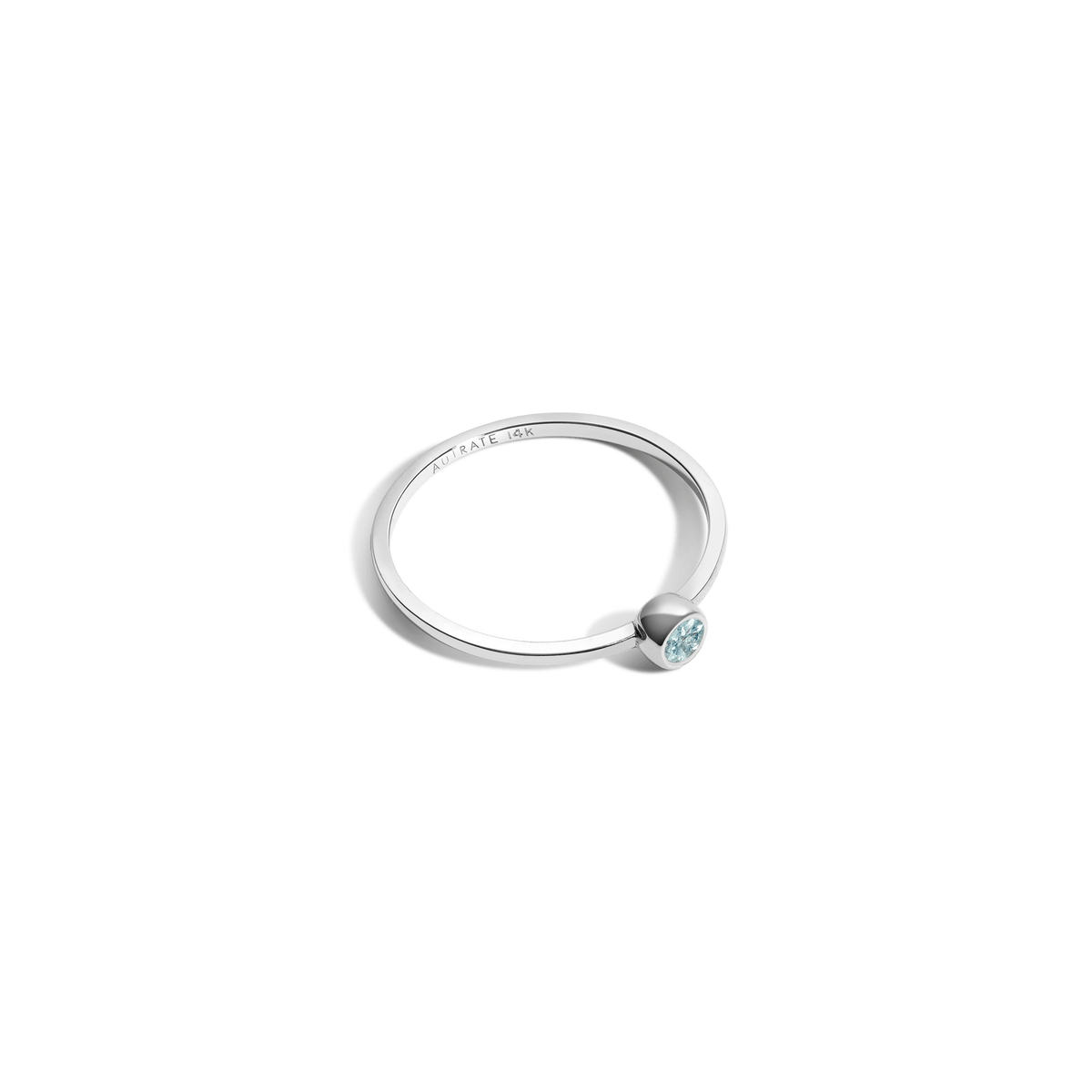Birthstone Ring White Gold 14K 18K Aquamarine - Mar