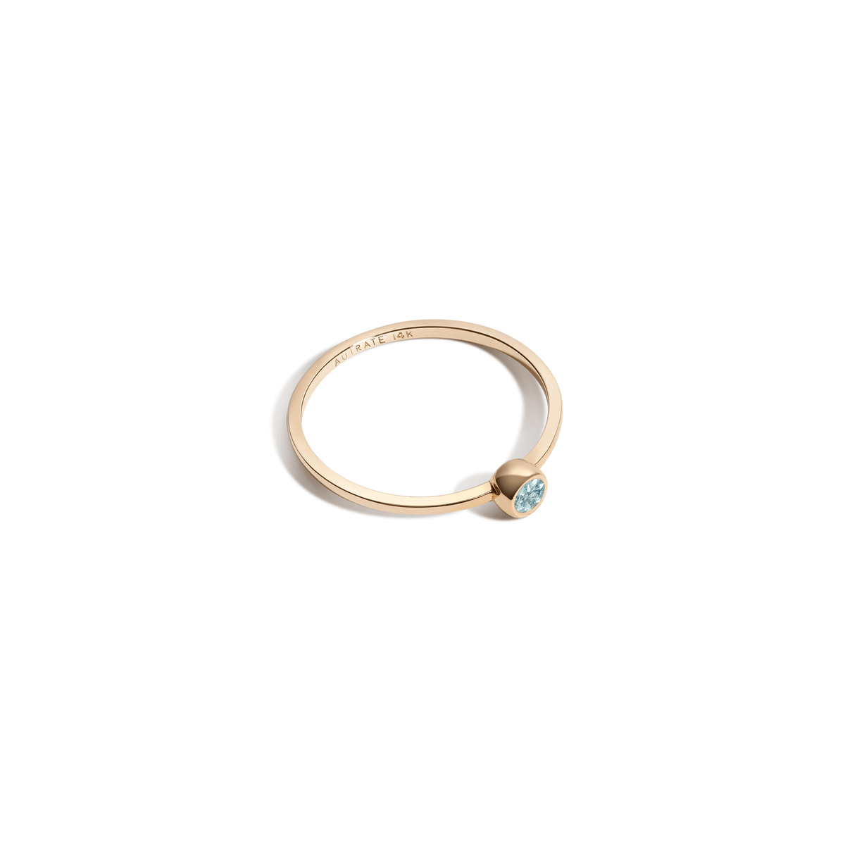 Birthstone Ring Yellow Gold 14K 18K Aquamarine - Mar