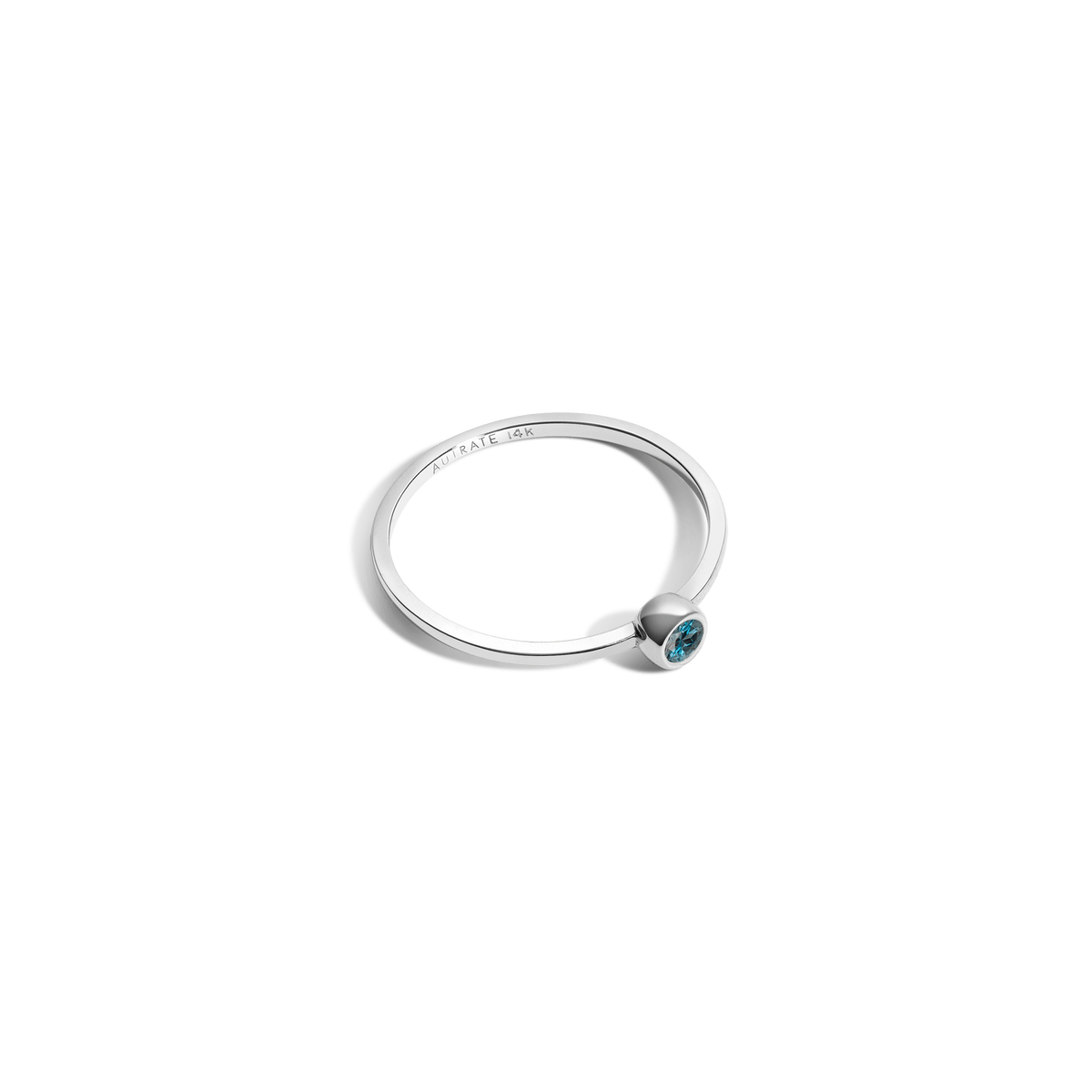 Birthstone Ring White Gold 14K 18K London Blue Topaz - Dec