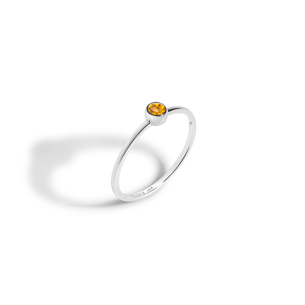 Birthstone Ring White Gold 14K 18K Citrine - Nov