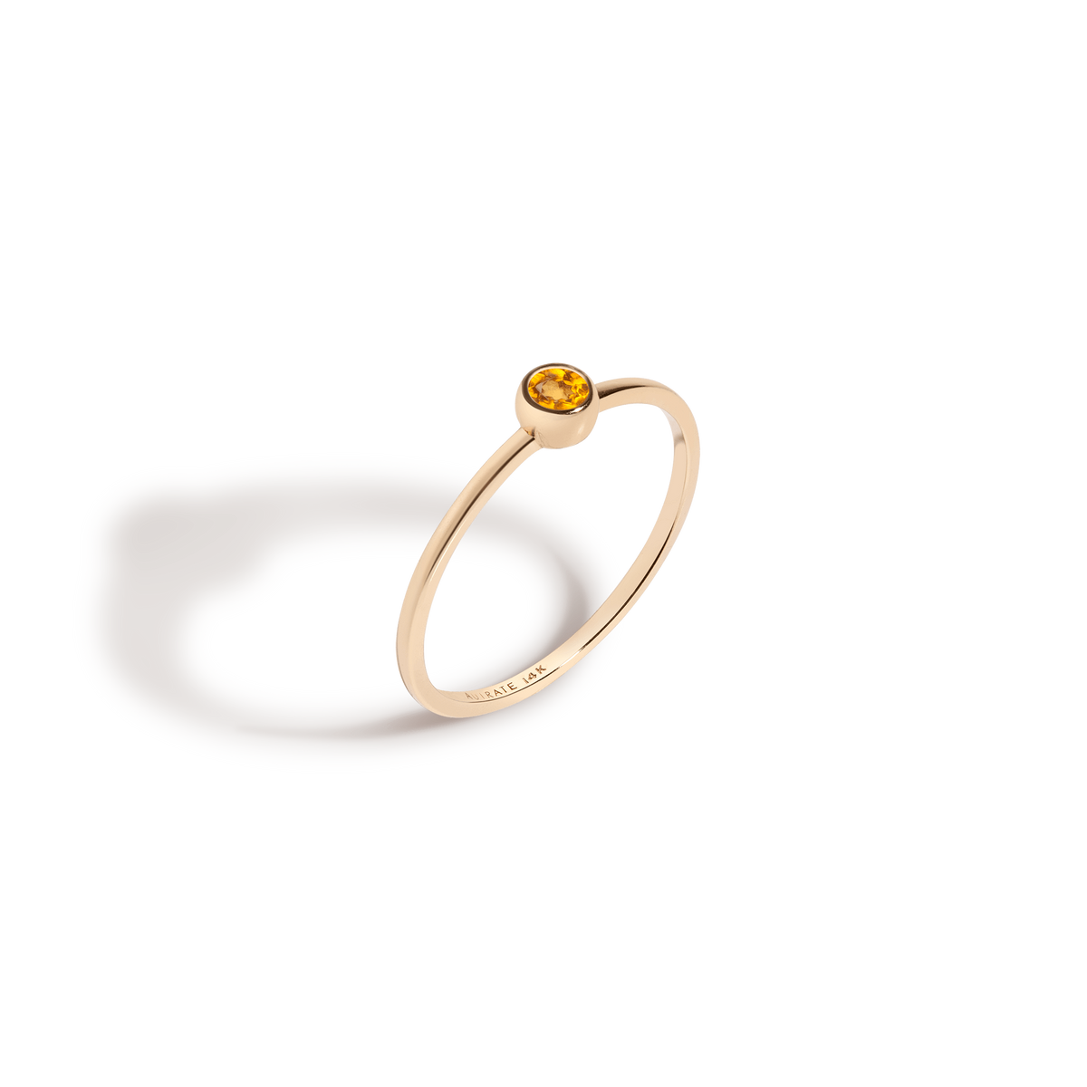 Birthstone Ring Yellow Gold 14K 18K Citrine - Nov