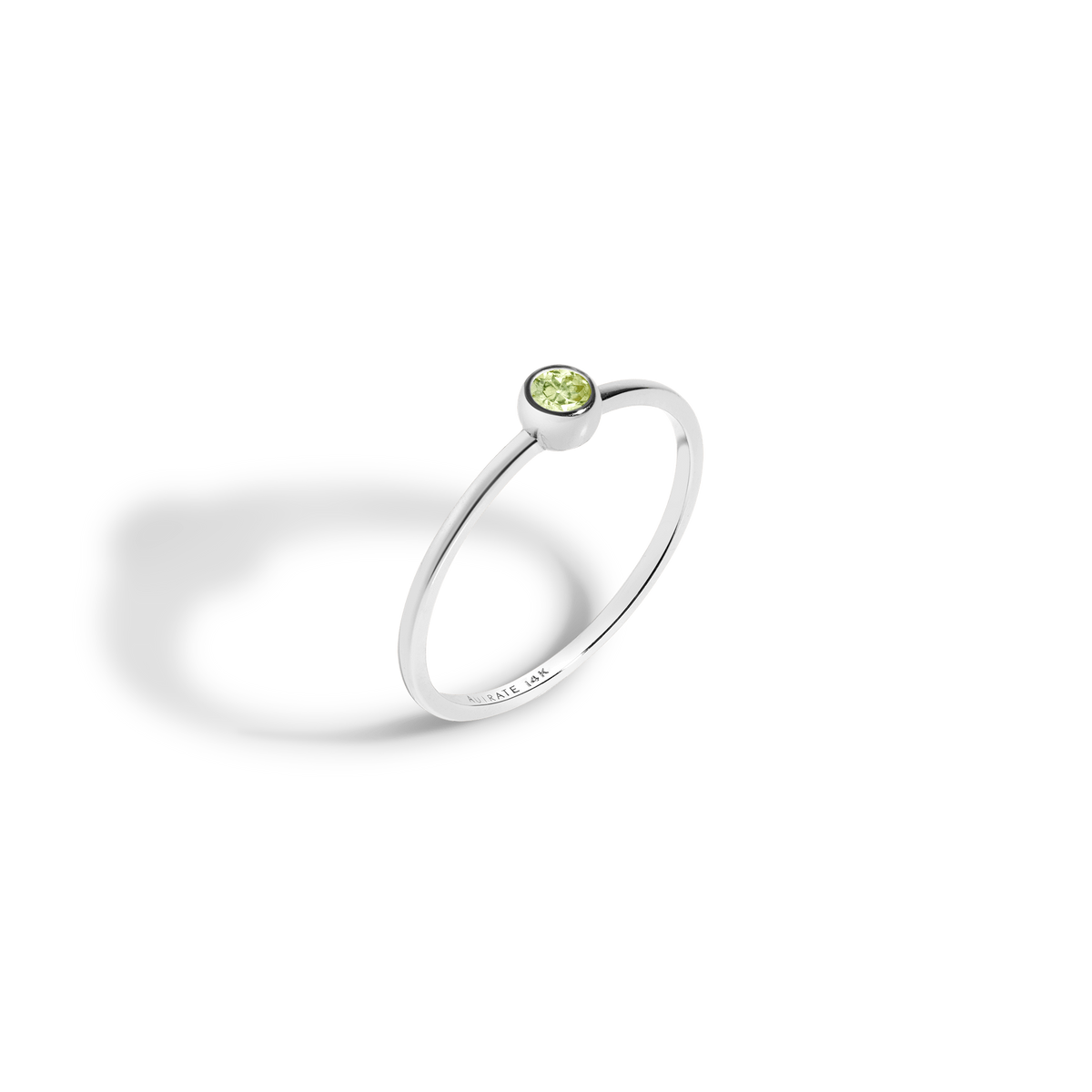 Birthstone Ring White Gold 14K 18K Peridot - Aug