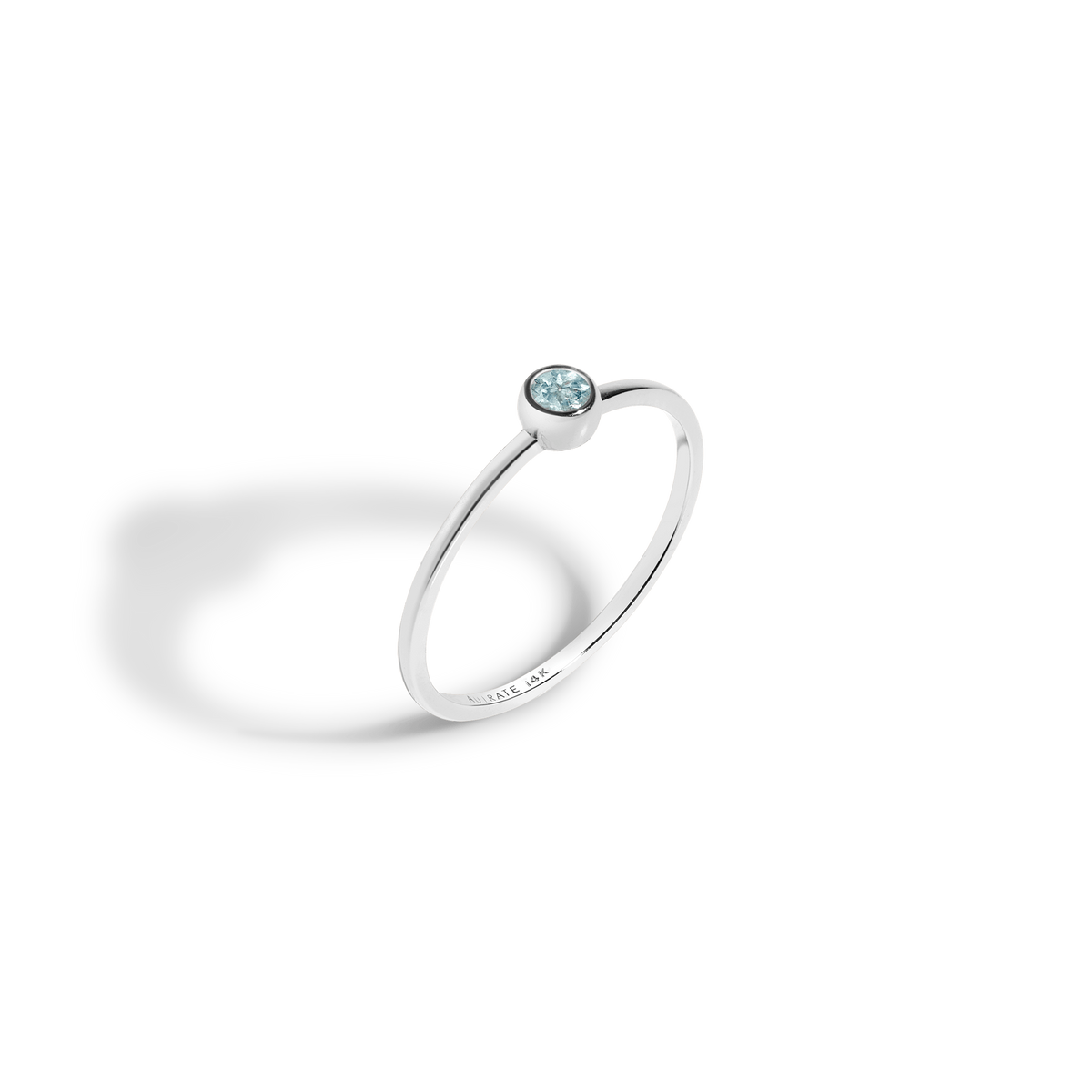 Birthstone Ring White Gold 14K 18K Aquamarine - Mar