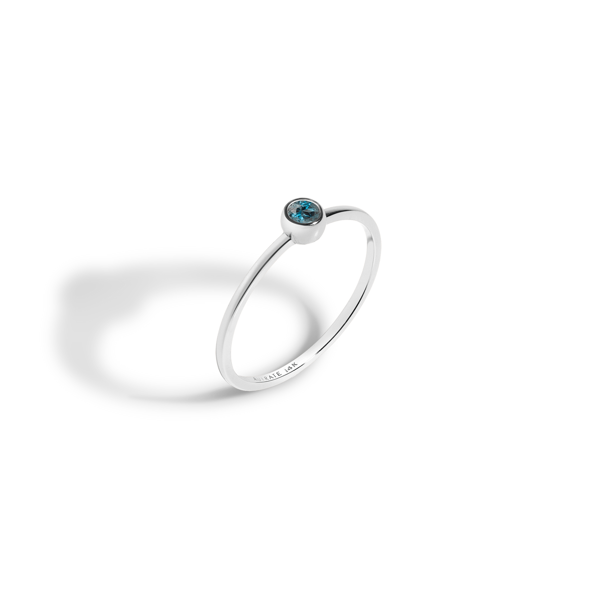 Birthstone Ring White Gold 14K 18K London Blue Topaz - Dec