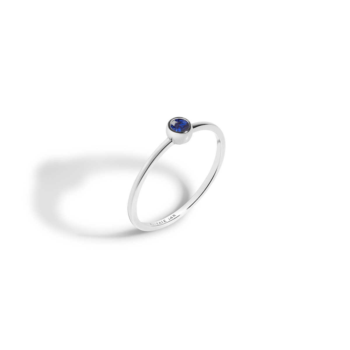 Birthstone Ring White Gold 14K 18K Blue Sapphire - Sep