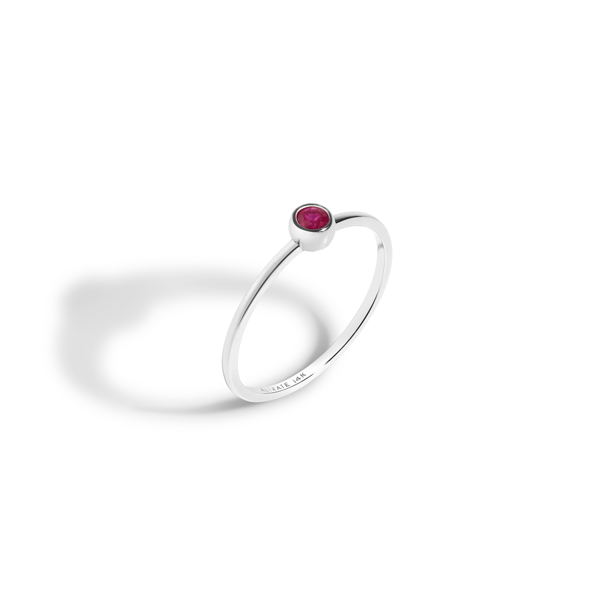Birthstone Ring White Gold 14K 18K First Ruby - Jul