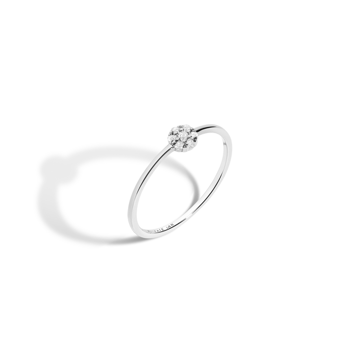 Diamond Cluster Ring White Gold Vermeil 14K 18K Solid Gold First