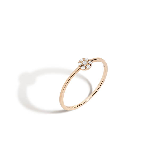 Diamond Cluster Ring Yellow Gold Vermeil 14K 18K Solid Gold First