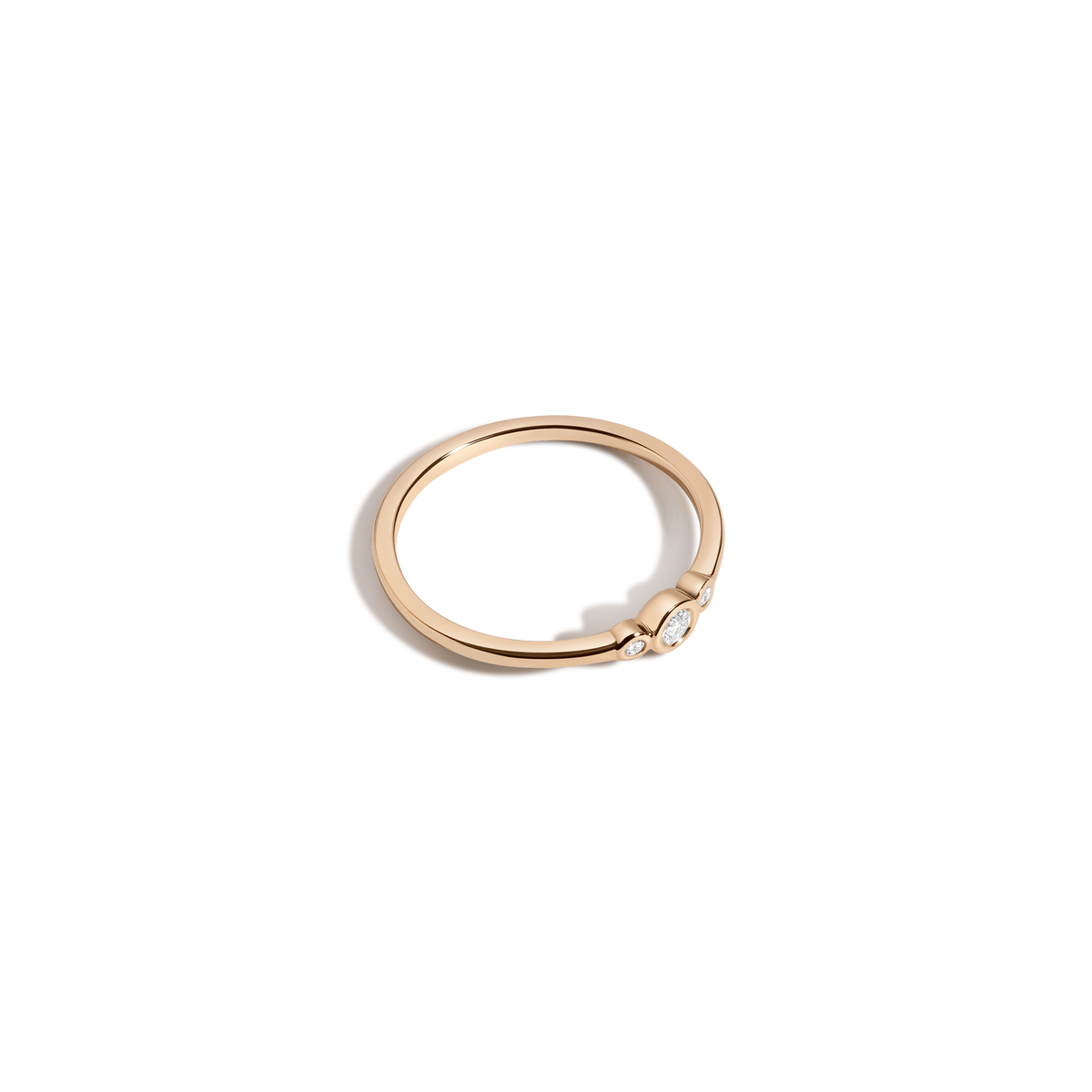 Triple Bezel Ring Yellow Gold Vermeil 14K Yellow Gold 18K Yellow Gold White Diamonds