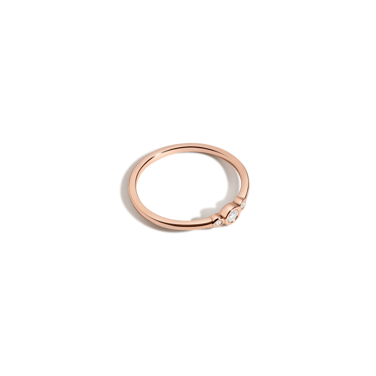 Triple Bezel Ring Rose Gold Vermeil 14K Rose Gold 18K Rose Gold White Diamonds