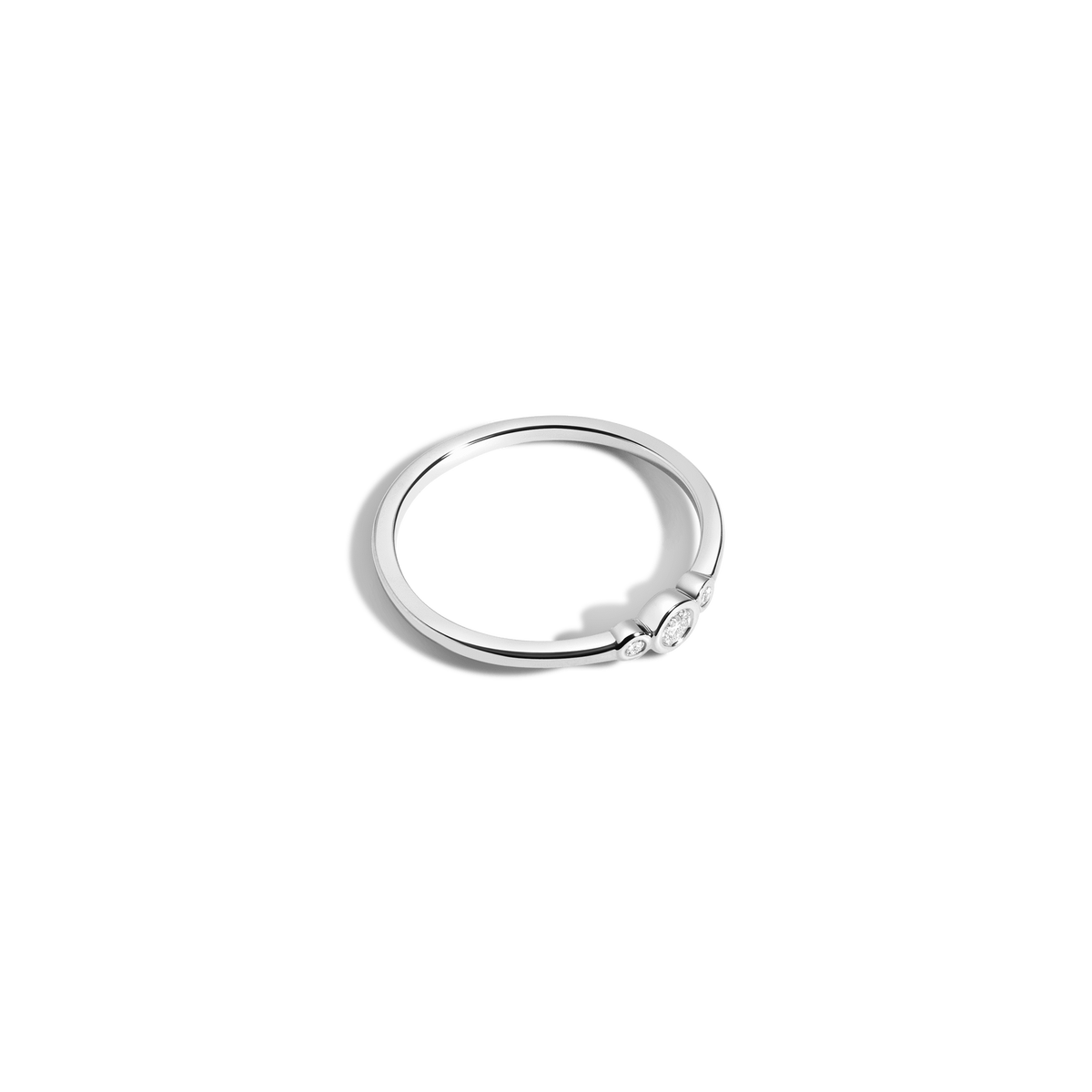 Triple Bezel Ring White Gold Vermeil 14K White Gold 18K White Gold White Diamonds