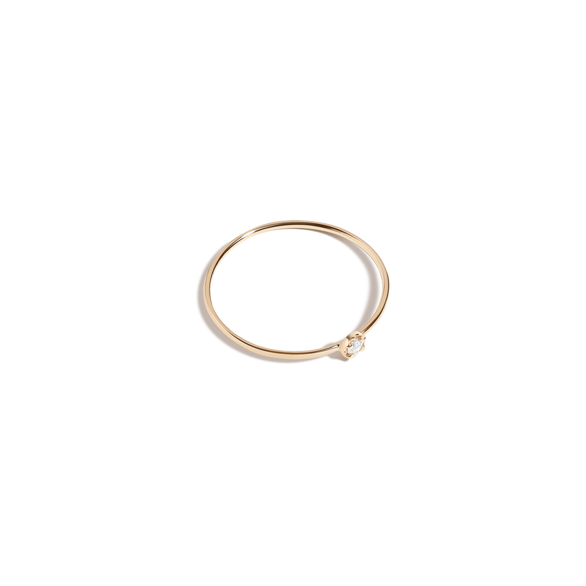 Mini Stackable Diamond Ring 14K Yellow Gold 18K Yellow Gold Side