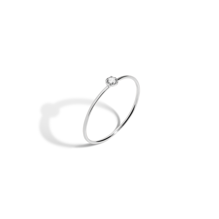 Mini Stackable Diamond Ring 14K White Gold 18K White Gold First
