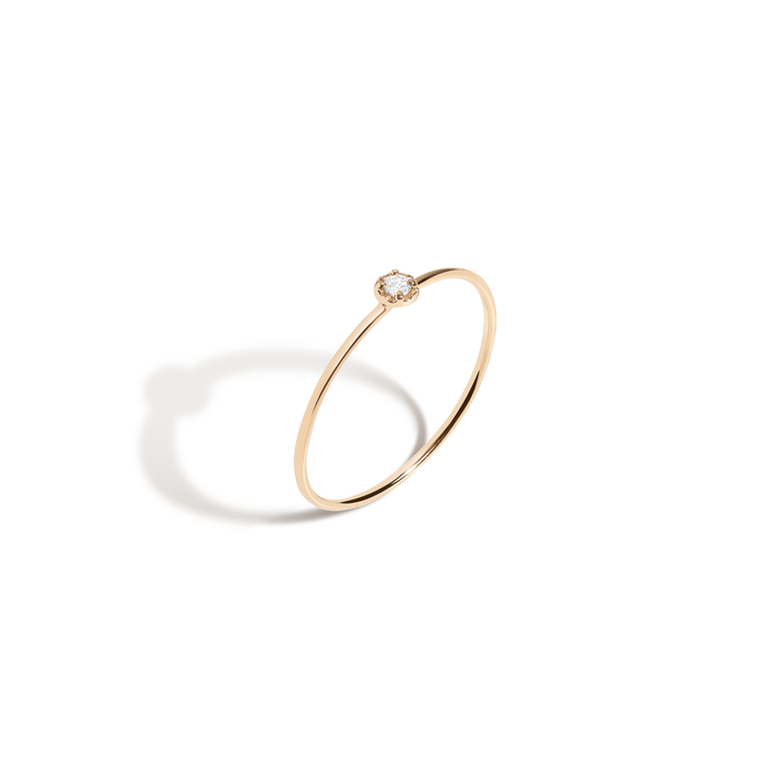 Mini Stackable Diamond Ring 14K Yellow Gold 18K Yellow Gold First