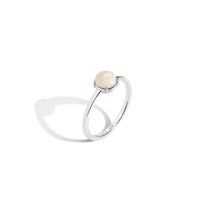 Simple Opal Ring White Gold Vermeil 14K White Gold 18K White Gold First 