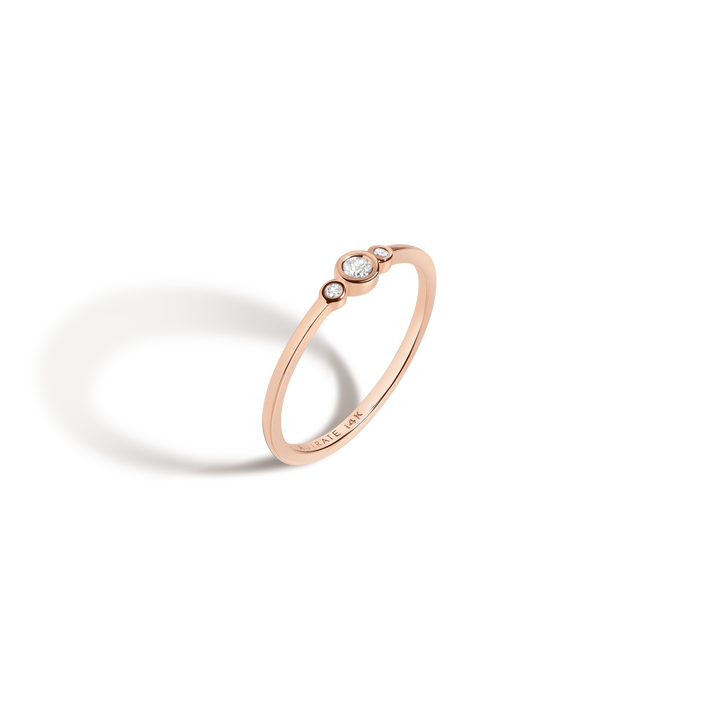 Triple Bezel Ring Rose Gold Vermeil 14K Rose Gold 18K Rose Gold White Diamonds First