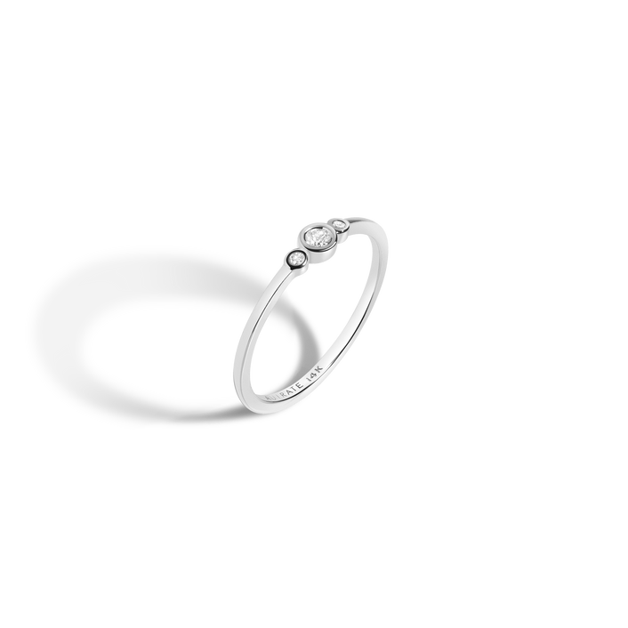Triple Bezel Ring White Gold Vermeil 14K White Gold 18K White Gold White Diamonds First