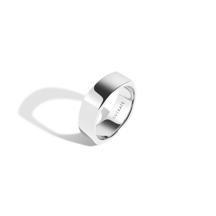 Geometric Square Band White Gold 14k 18k Front First