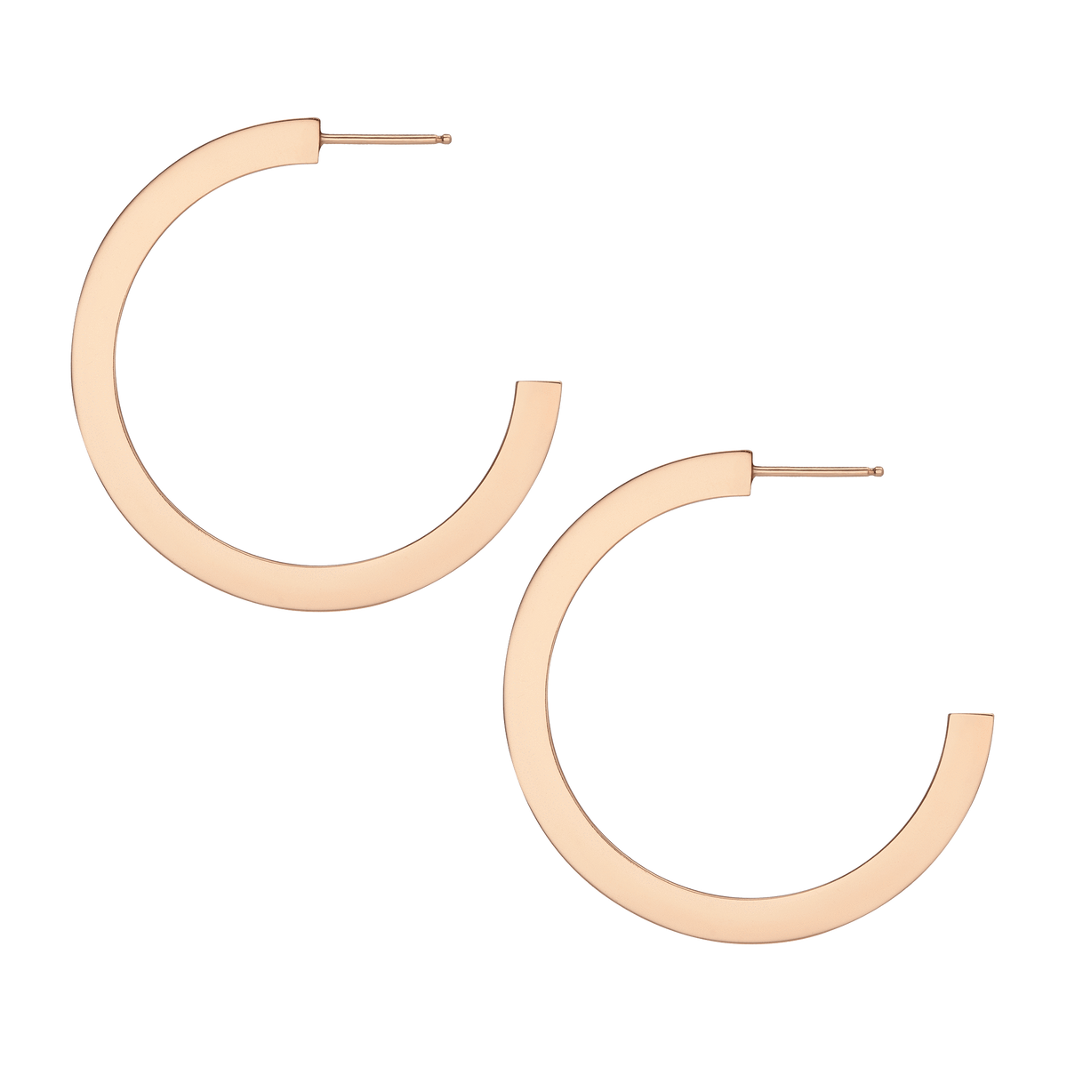 Long Beam Hoops Rose Gold Vermeil 14K 18K Single | Pair