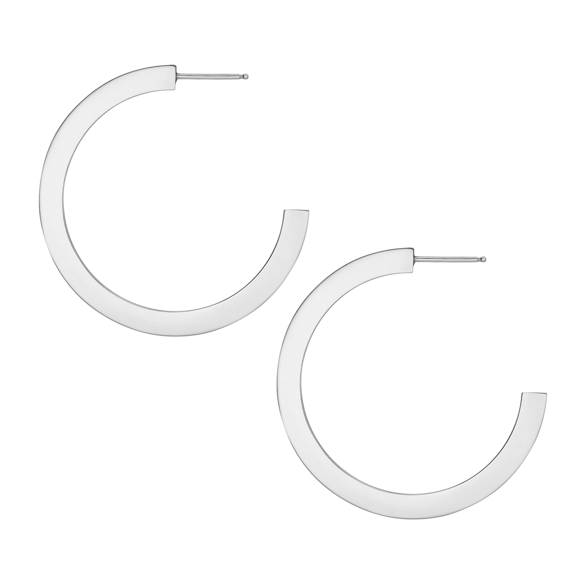 Long Beam Hoops White Gold Vermeil 14K 18K Single | Pair
