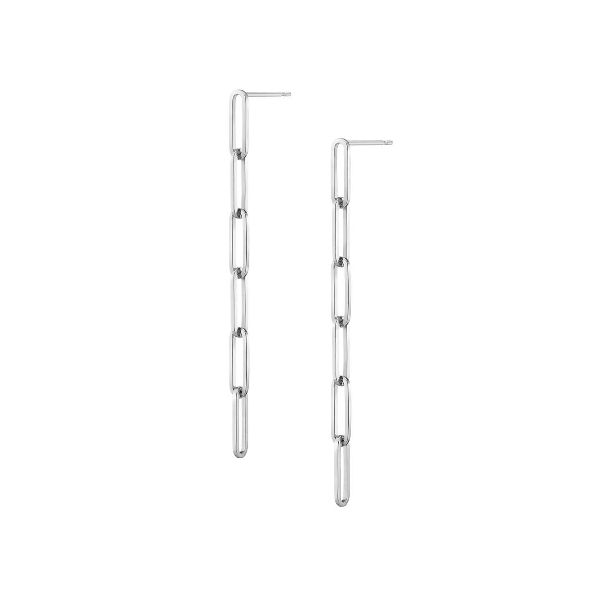 Sway Large Chain Earrings Short White Gold Vermeil 14K 18K Single | Pair