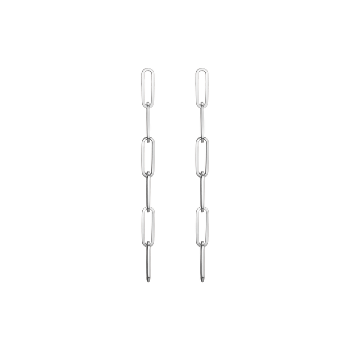Sway Large Chain Earrings Short White Gold Vermeil 14K 18K Single | Pair First