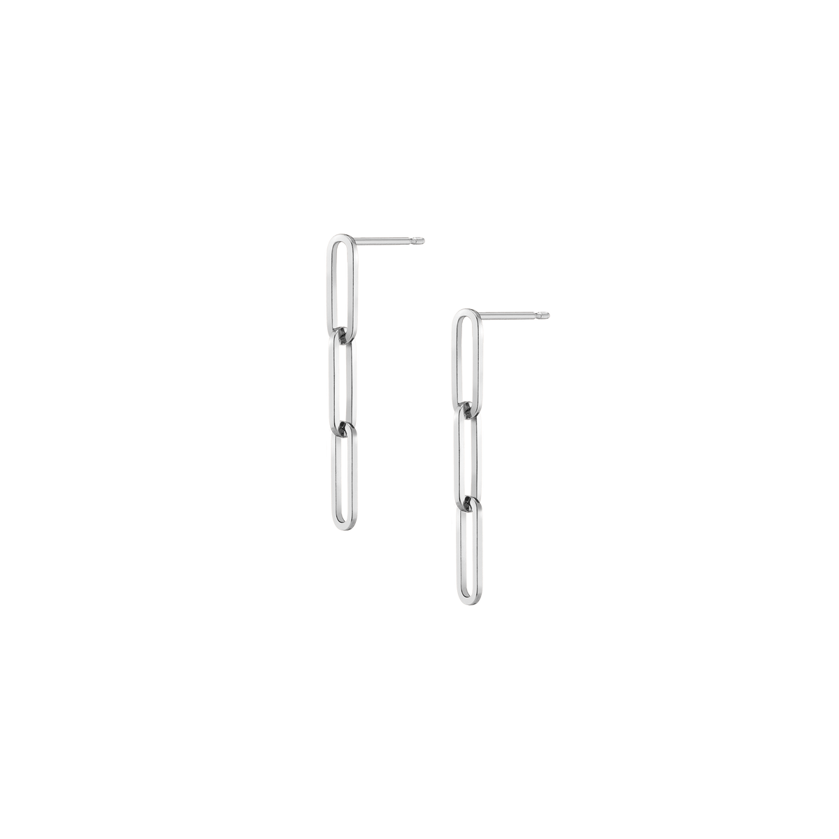 Sway Large Chain Earrings Short White Gold Vermeil 14K 18K Single | Pair