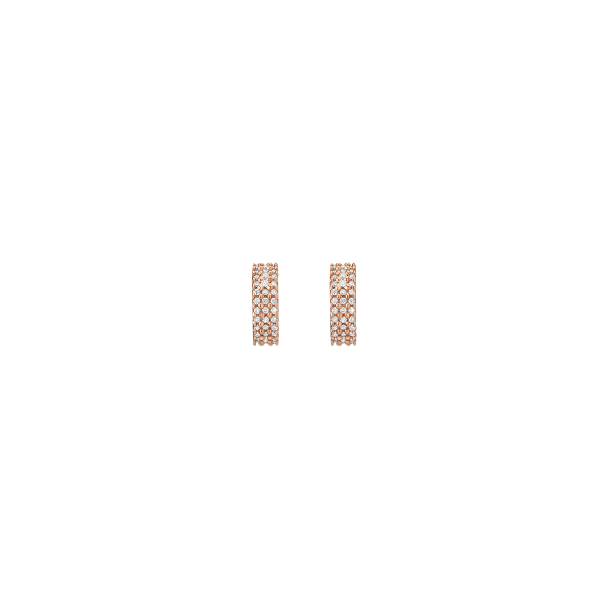 Wide Huggie Earrings with White Diamonds Rose Gold 14K 18K Gold Single | Pair