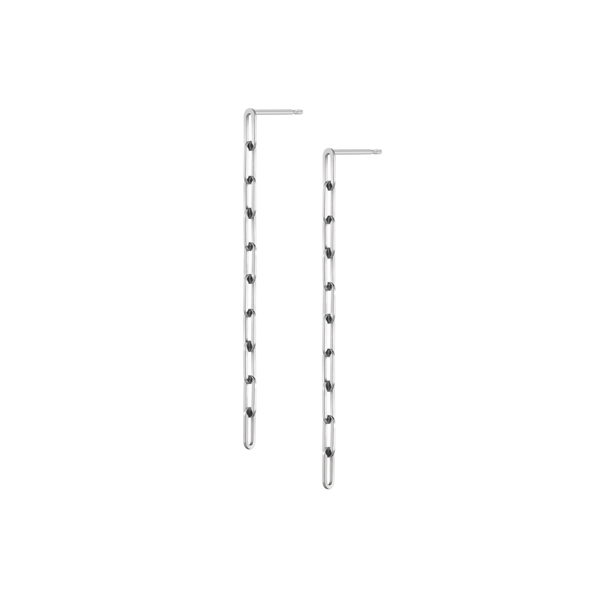 Sway Medium Chain Earrings Long White Gold Vermeil 14K 18K Single | Pair