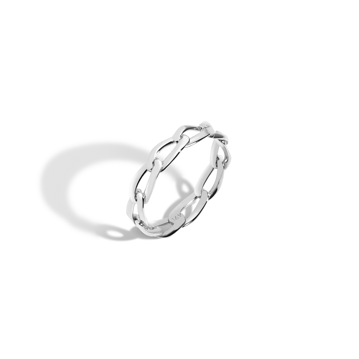 Loose Link Chain Ring Vermeil White Gold 14K White Gold 18K White Gold Front