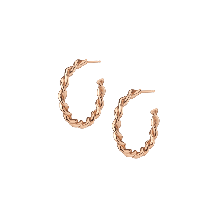 Gold Twist Hoop Earrings Rose Gold Vermeil 14K 18K Single | Pair First