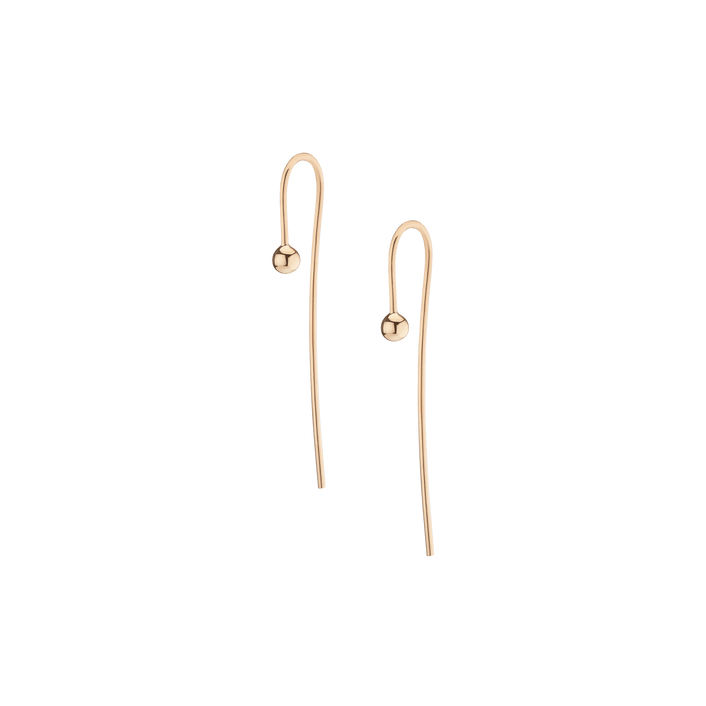 Long Gold Ball Hook Earrings Yellow Gold 14K 18K Gold Single | Pair First