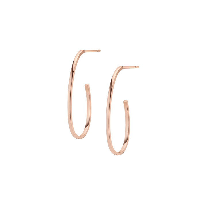 Oval Hoop Earrings Large Rose Gold Vermeil 14K 18K Pair Single | First