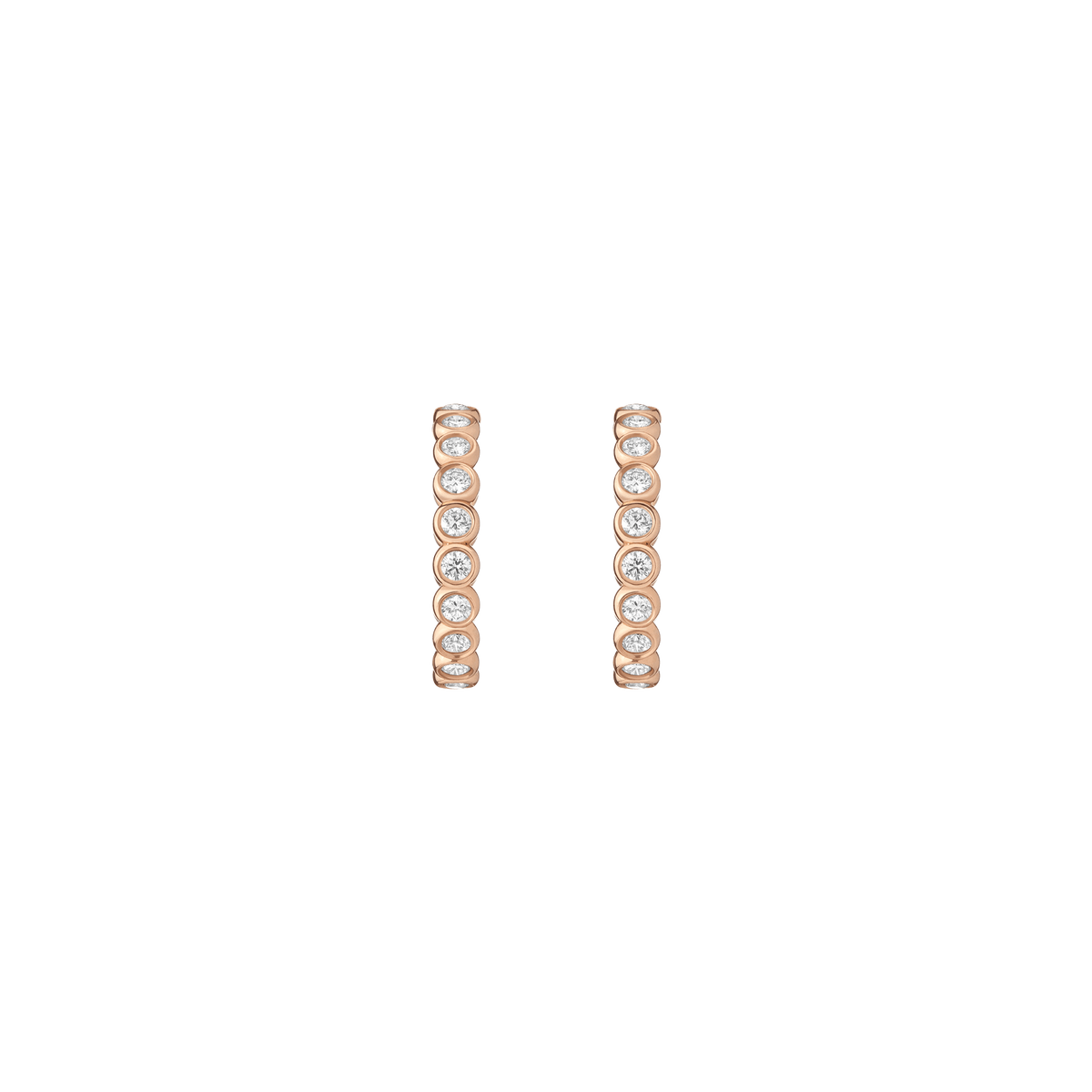 Diamond Eternity Hoop Earrings Rose Gold 14K 18K Single | Pair
