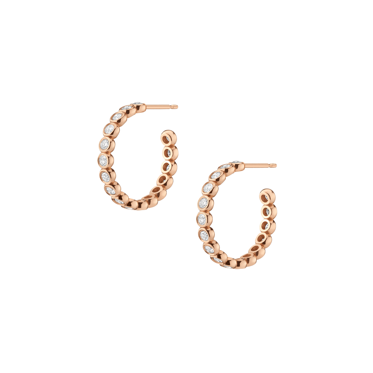 Diamond Eternity Hoop Earrings Rose Gold 14K 18K Single | Pair First