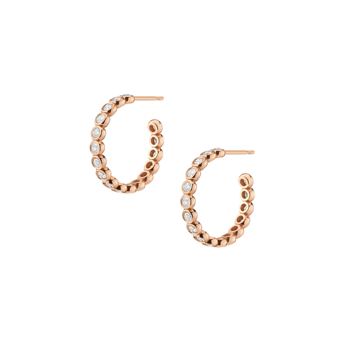Diamond Eternity Hoop Earrings Rose Gold 14K 18K Single | Pair First