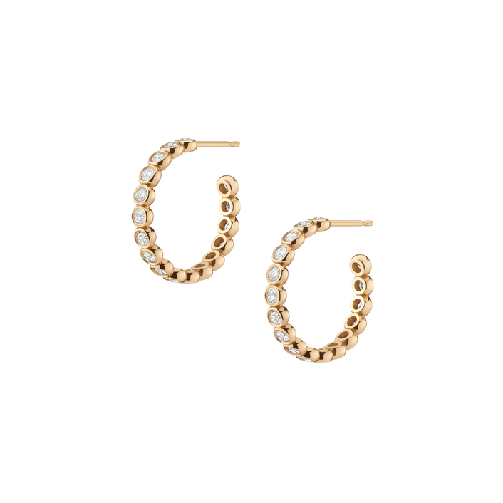 Diamond Eternity Hoop Earrings Yellow Gold 14K 18K Single | Pair First