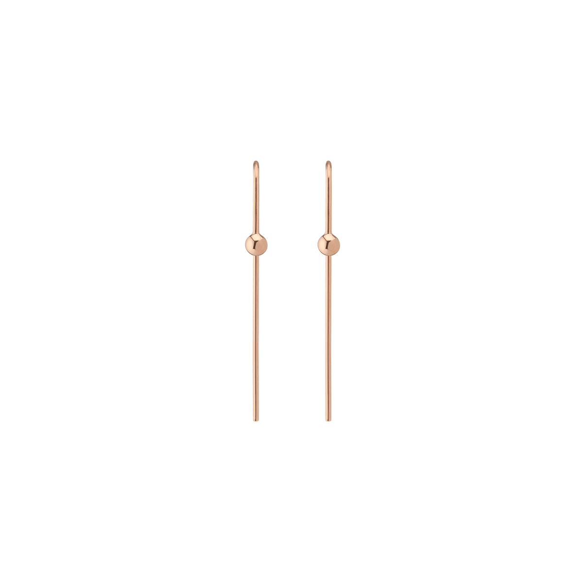 Long Gold Ball Hook Earrings Rose Gold 14K 18K Gold Single | Pair