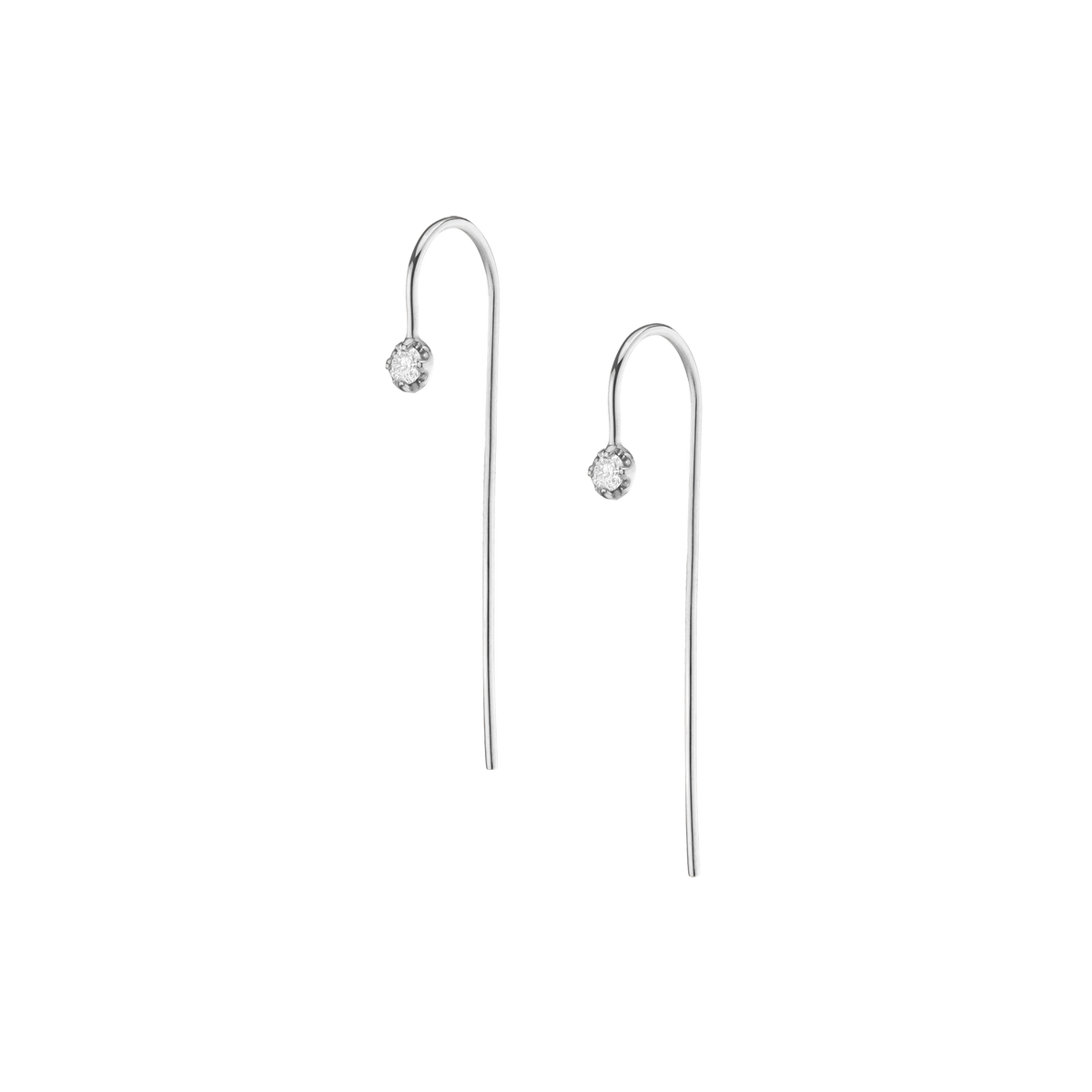 Long Midi Diamond Hook Earrings White Gold 14K 18K Gold Single | Pair First