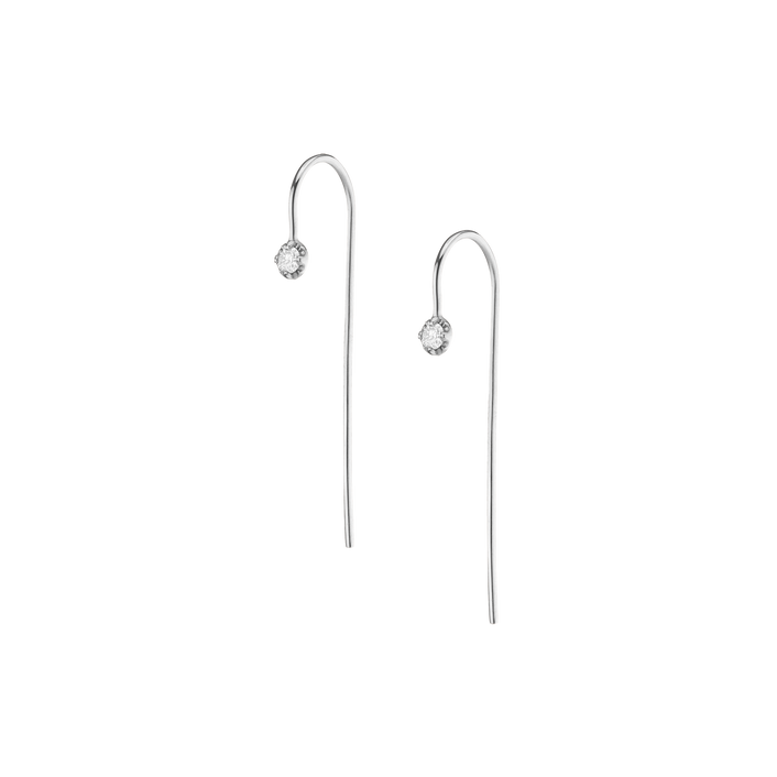 Long Midi Diamond Hook Earrings White Gold 14K 18K Gold Single | Pair First