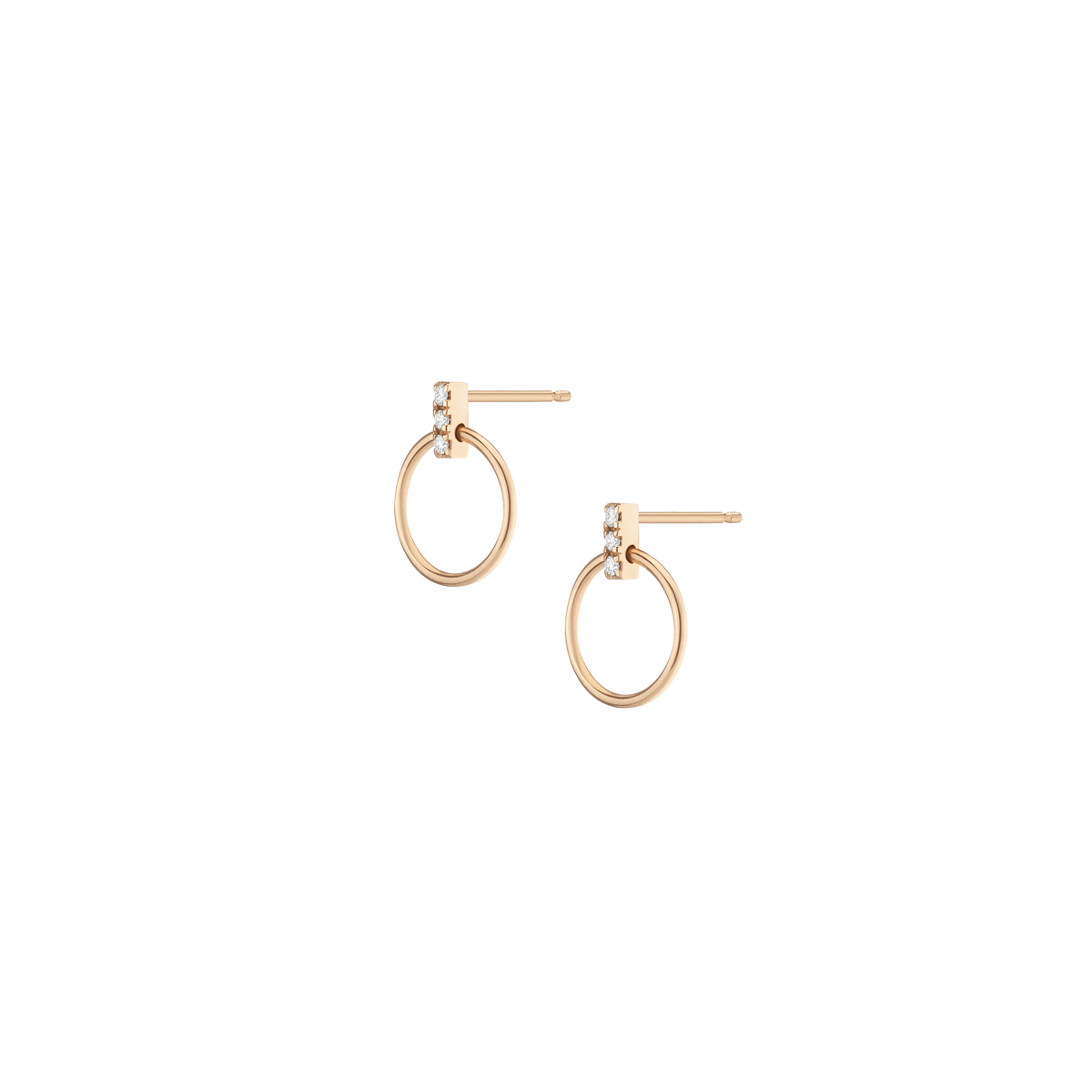Circle Earrings with Diamond Bar Yellow Gold 14K 18K Gold Single | Pair First