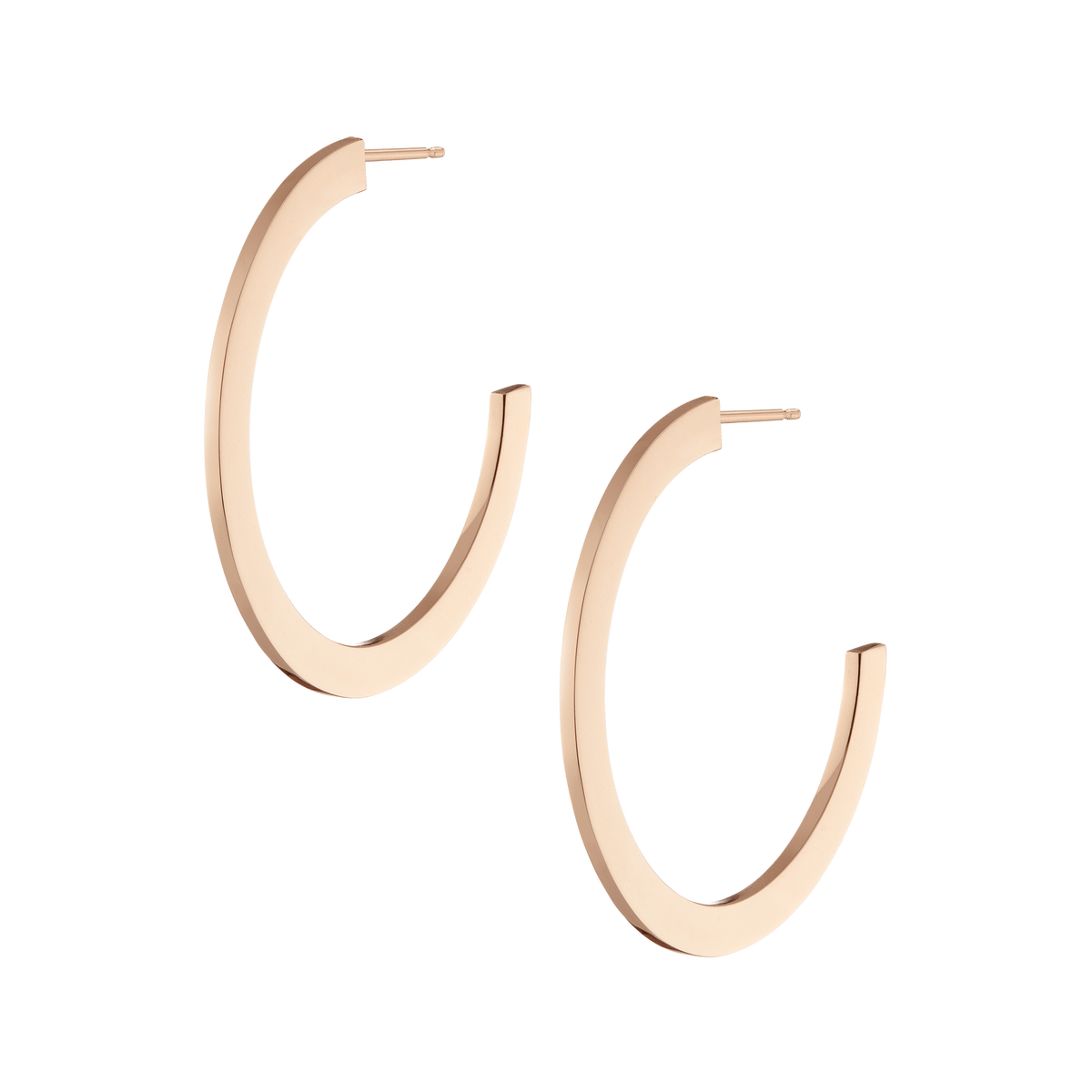 Long Beam Hoops Rose Gold Vermeil 14K 18K Single | Pair First
