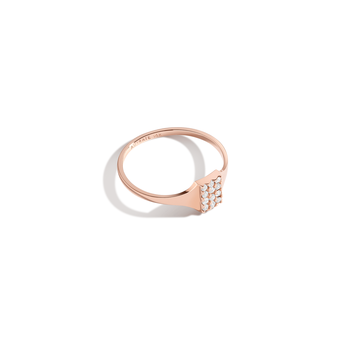 Diamond Signet Ring Rose Gold 14K 18K