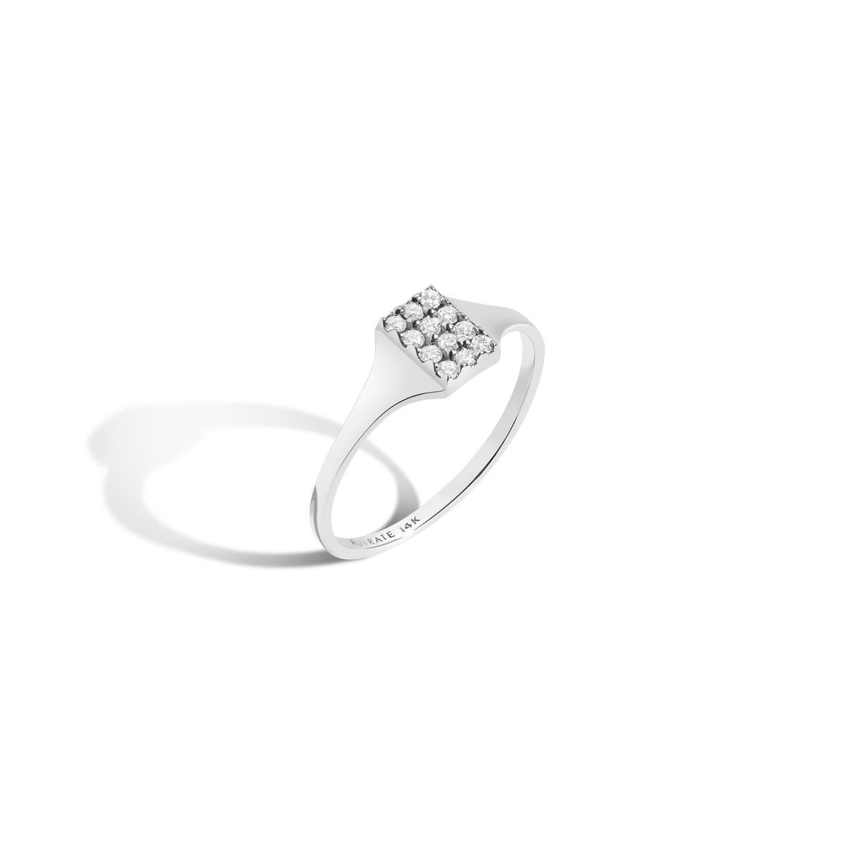 Diamond Signet Ring White Gold 14K 18K First